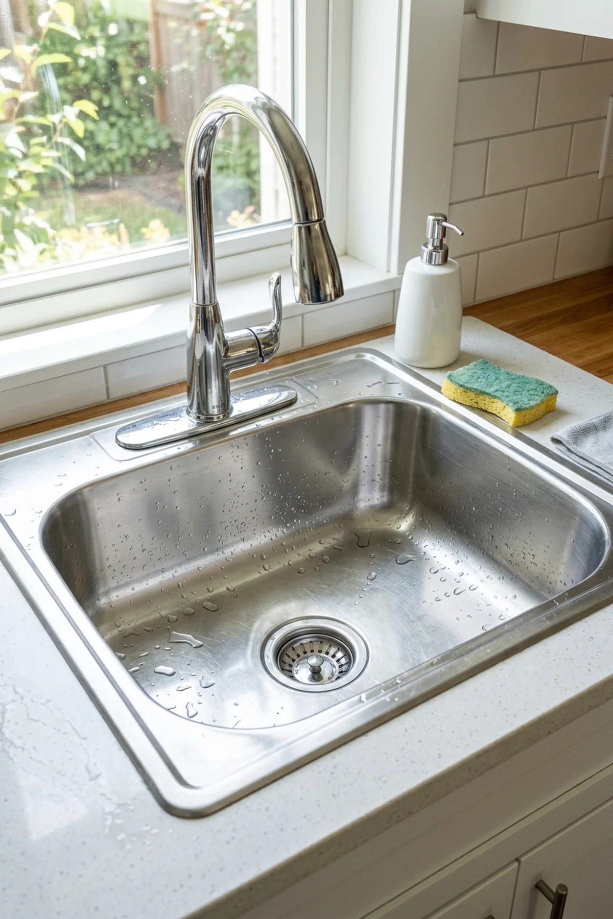 15 Best Cleaning Hacks That Professional Housekeepers Swear By (2026) 3 2. Oxalic Acid Scrub for Restoring Clouded Stainless Steel Sinks - cleaning hacks (AI Generated Image)