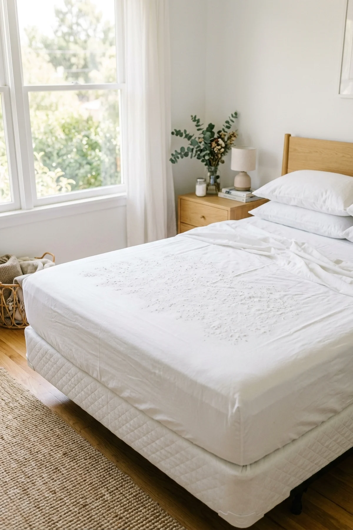 15 Best Cleaning Hacks That Professional Housekeepers Swear By (2026) 7 6. Sodium Bicarbonate Dry Bath for Mattress & Upholstery Odor Neutralization - cleaning hacks (AI Generated Image)