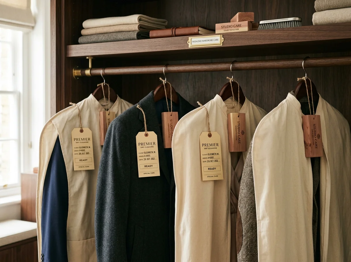 closet clean out aesthetic pre-storage dry cleaning fabric care (AI Generated Image)
