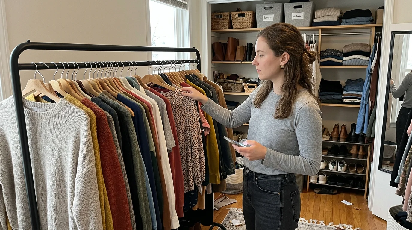 10 Closet Clean Out Aesthetic Hacks for a Dream Wardrobe 3 closet clean out aesthetic reverse hanger audit technique (AI Generated Image)