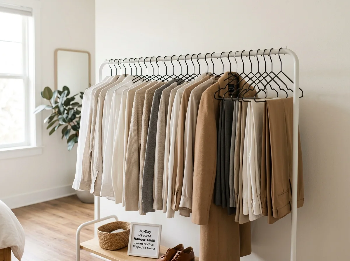 closet clean out aesthetic reverse hanger audit technique (AI Generated Image)