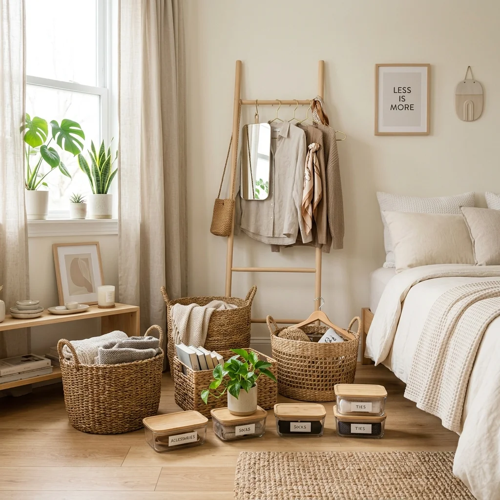 how to deep clean your room using three category declutter bins (AI Generated Image)