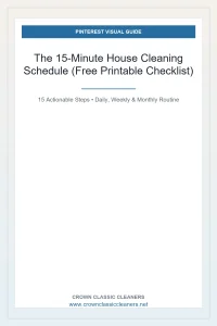 The 15-Minute House Cleaning Schedule (Free Printable Checklist) 40 house cleaning schedule The 15-Minute House Cleaning S (AI Generated Image)