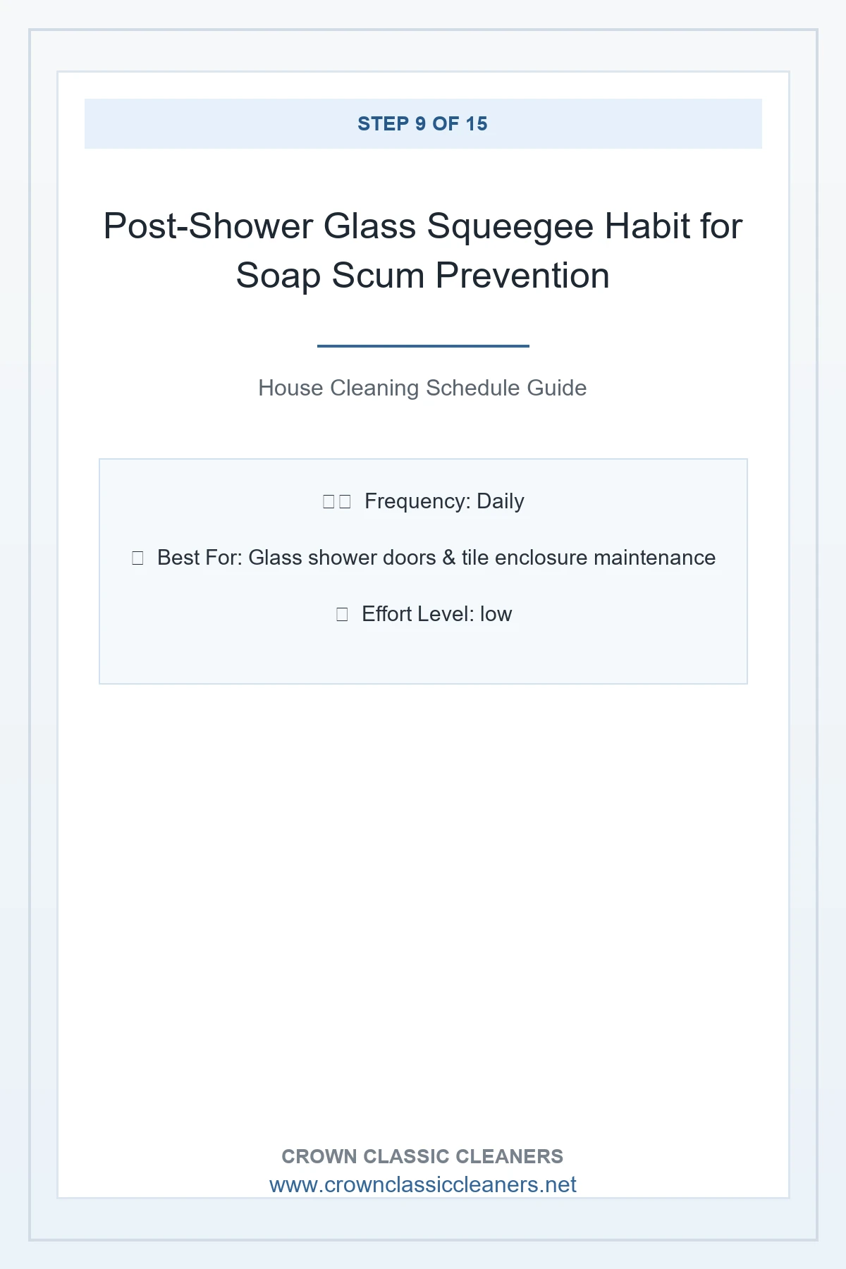 Post-Shower Glass Squeegee Habit for Soap Scum Prevention - house cleaning schedule (AI Generated Image)