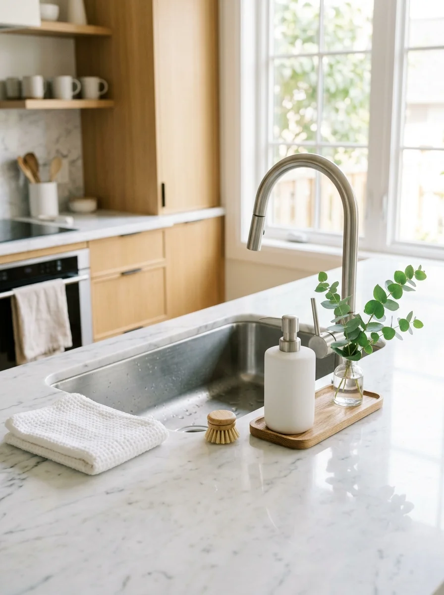 realistic cleaning schedule the daily 5-minute kitchen sink amp countertop reset (AI Generated Image)