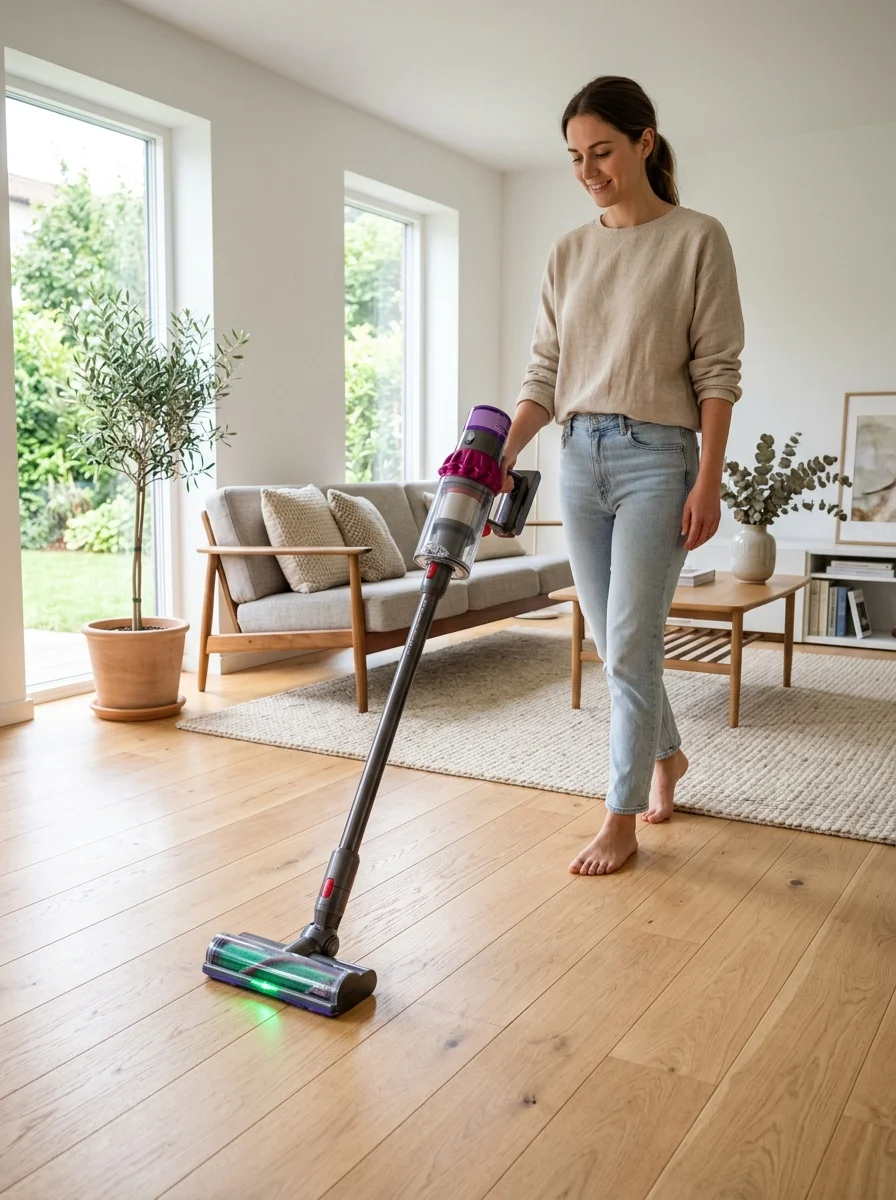 realistic cleaning schedule the mid-week 10-minute high-traffic floor vacuum sweep (AI Generated Image)