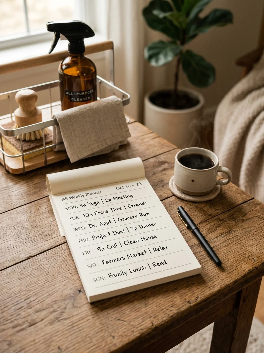 realistic cleaning schedule the weekly zone cleaning rotation schedule for whole-house flow (AI Generated Image)