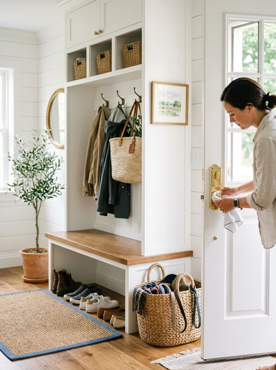 13 spring cleaning checklist entryway mudroom outer door sanitation (AI Generated Image)