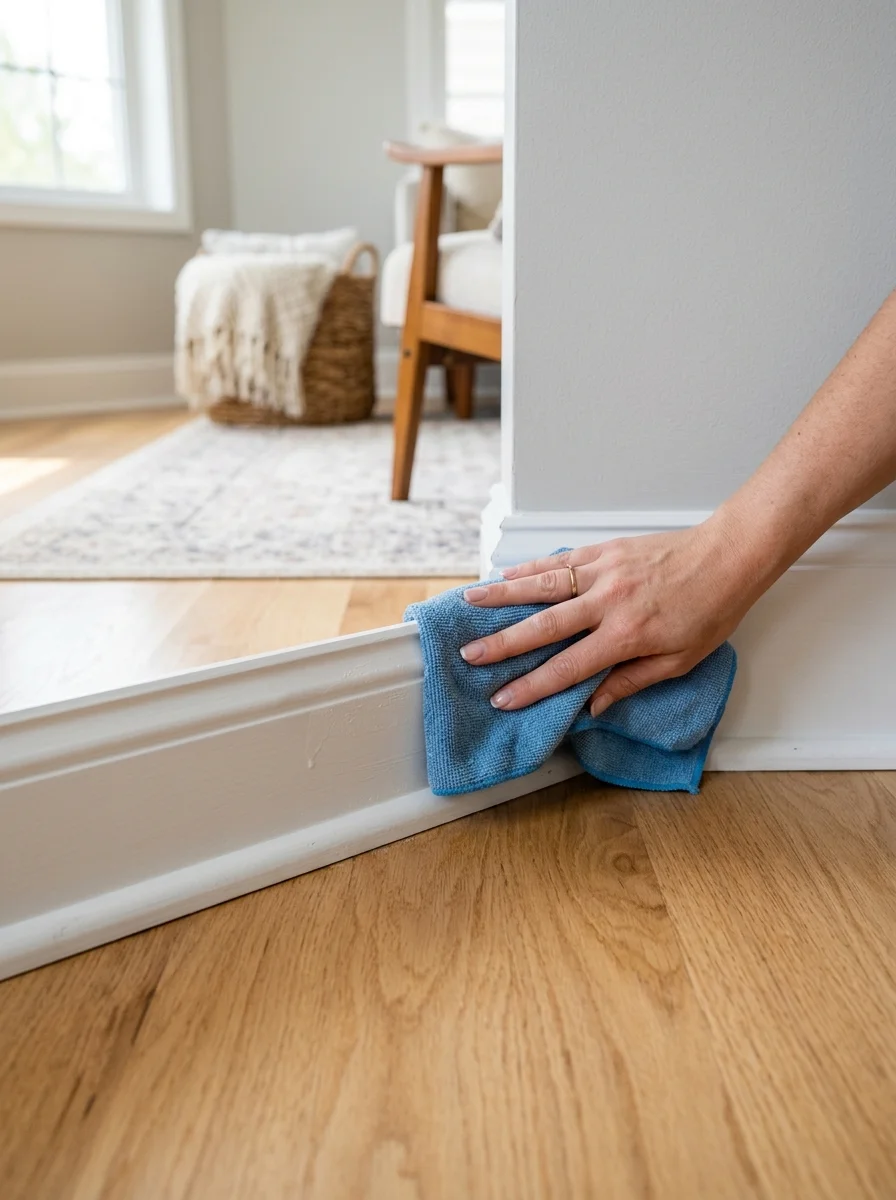 8 spring cleaning checklist wall baseboard scuff removal hallway cleanup (AI Generated Image)