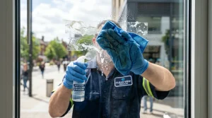 Removing Sticky Window Adhesive with Spirits (AI Generated Image)