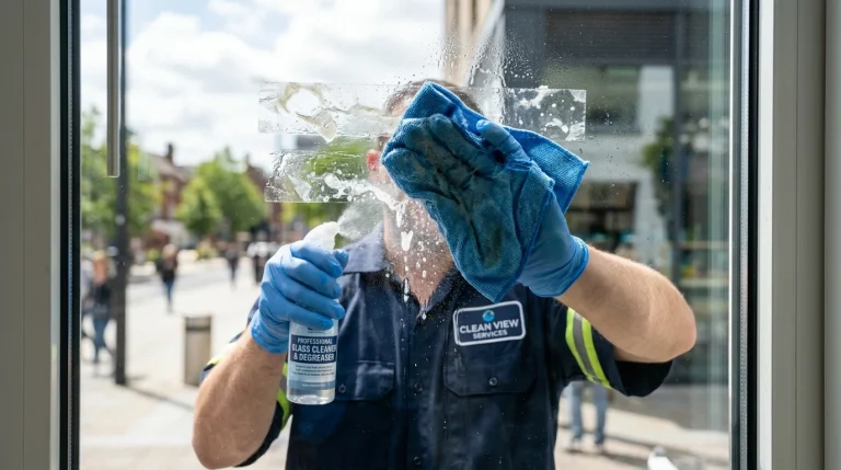 How to Safely Remove Sticky Window Adhesive with Spirits & Solvents 14 Removing Sticky Window Adhesive with Spirits (AI Generated Image)